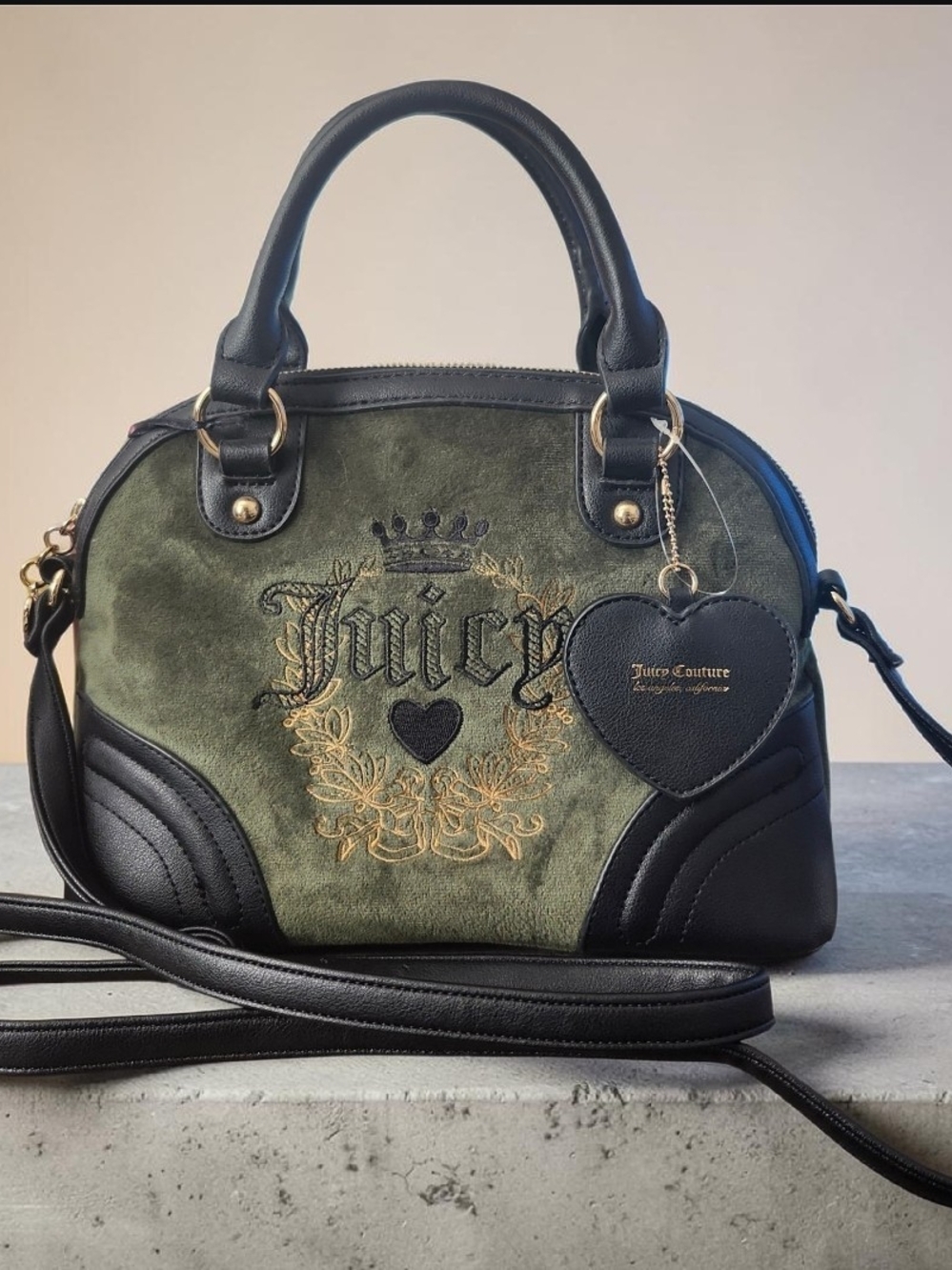 Juicy Couture Heritage Velvet Dome Crossbody/Satchel Bag